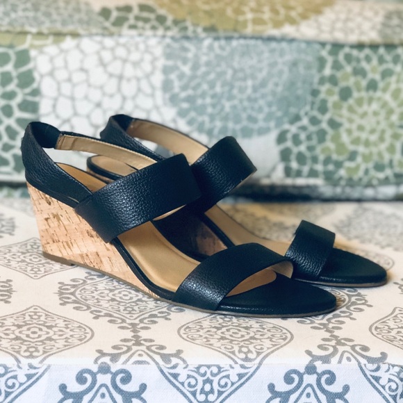 Talbots Shoes - Talbots | Leather Navy Blue Royce Slingback Wedges